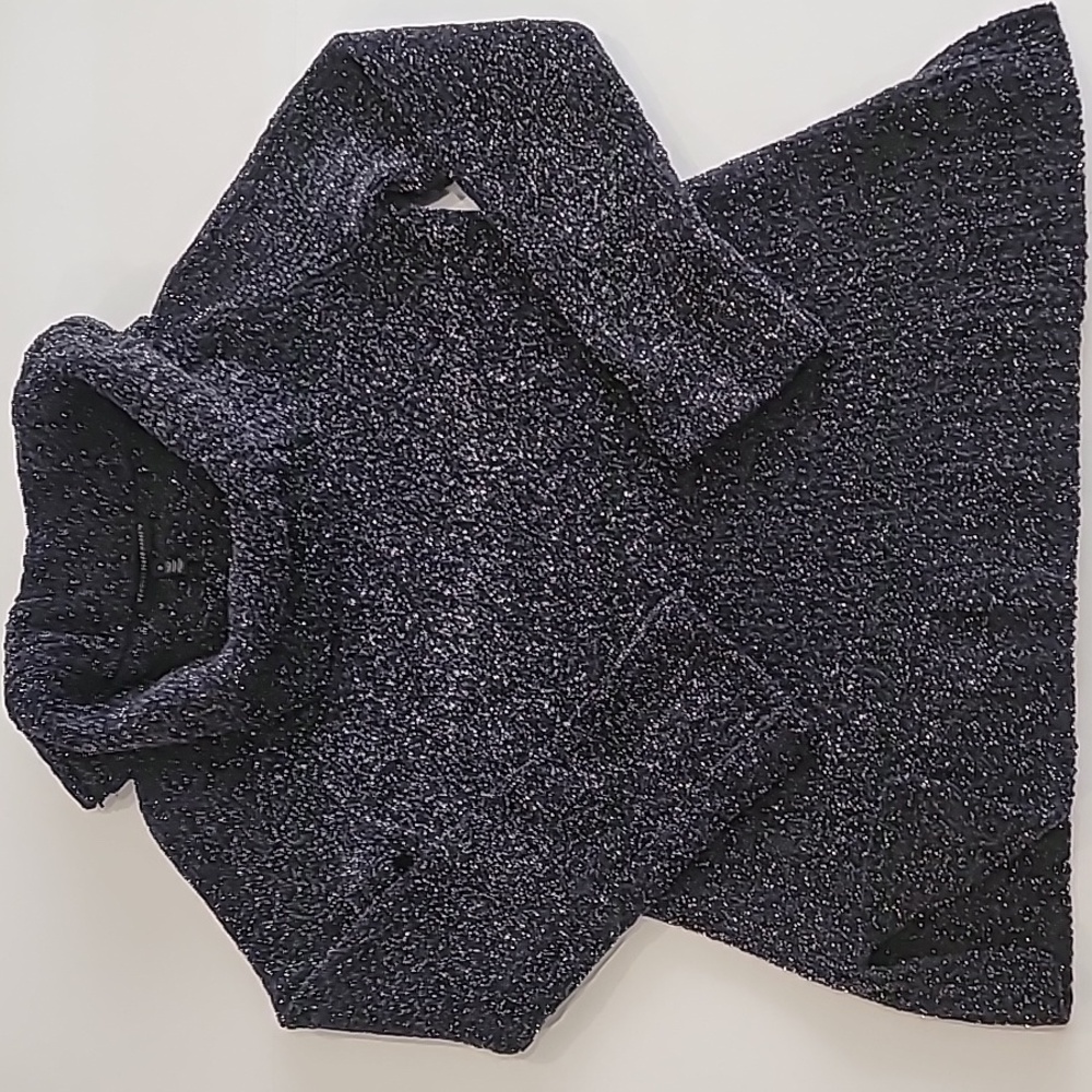 White House Black Market Metallic Thread Cowl Neck Sweater Black Silver Small - Picture 5 of 14